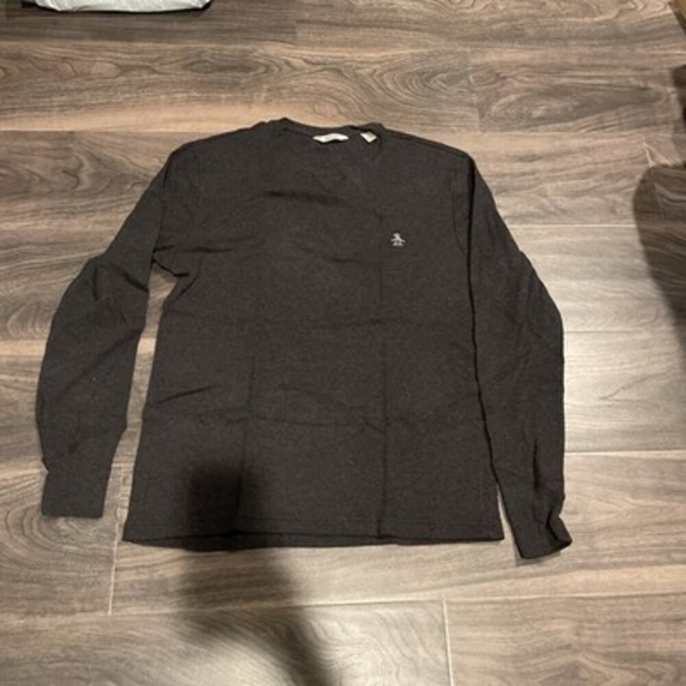 Original Penguin Munsingwear Shirt Mens XL Charcoal Grey Long Sleeve Thermal